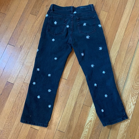Hand Embroidered Black Straight Fit Jeans - Picture 3 of 6